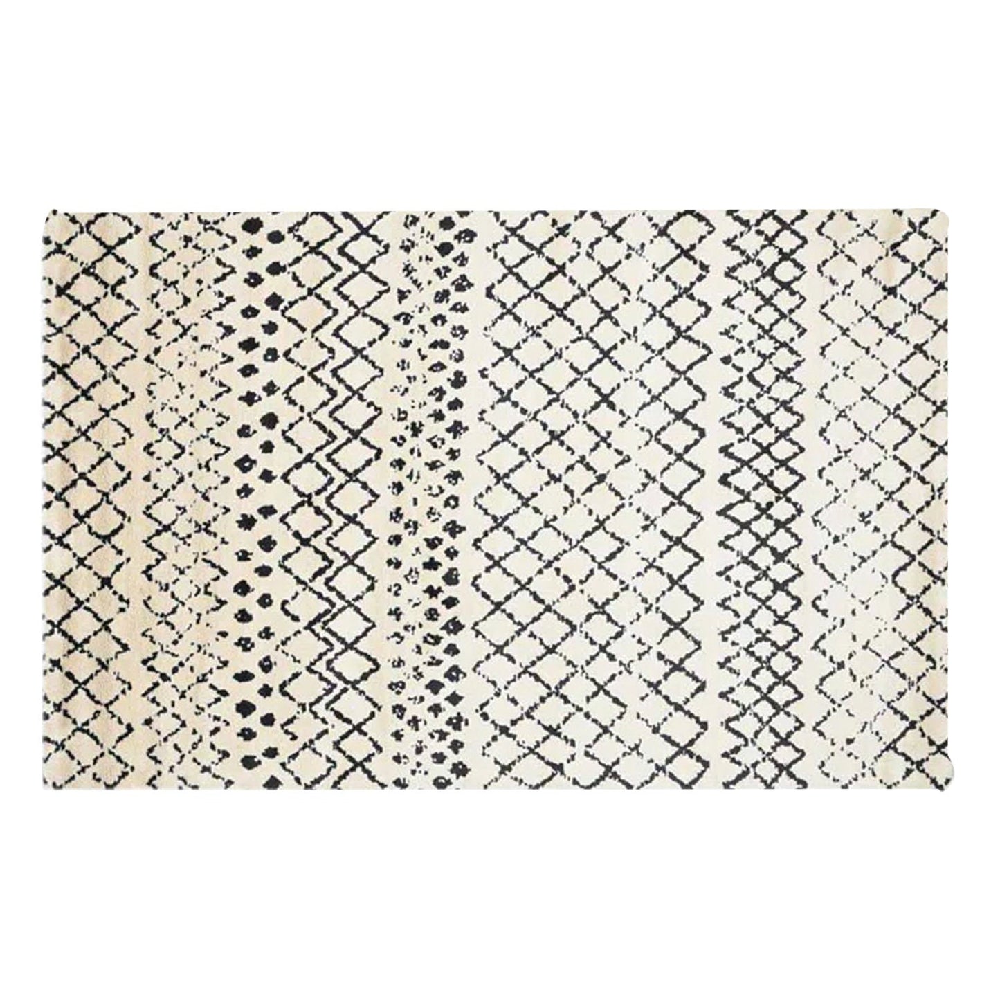 Cream and Black - Handcrafted Rug/Carpet | Pure Wool | Hand Tufted | High Pile | High Density | Yarn Dyed