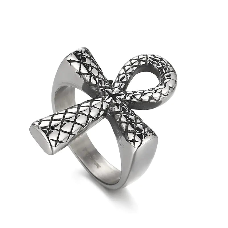 Snake Pattern U-Shaped Cross Ring Design
