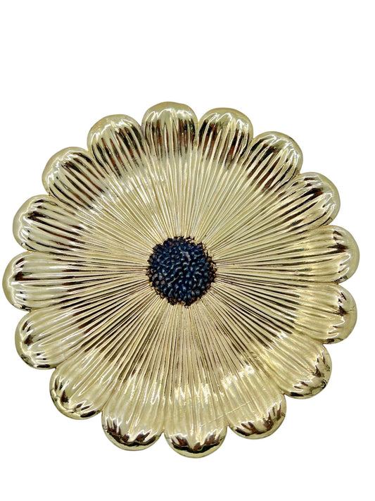 Sunflower Decorative Tray – Electro-formed Flower Jewellery Dish | Gold with Antique Finish | Flower Inspired Home Accent