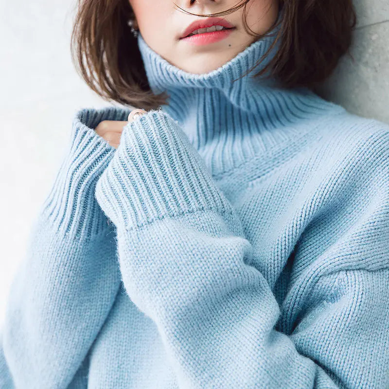 Women's Chunky Knit Cashmere Sweater - Autumn Winter