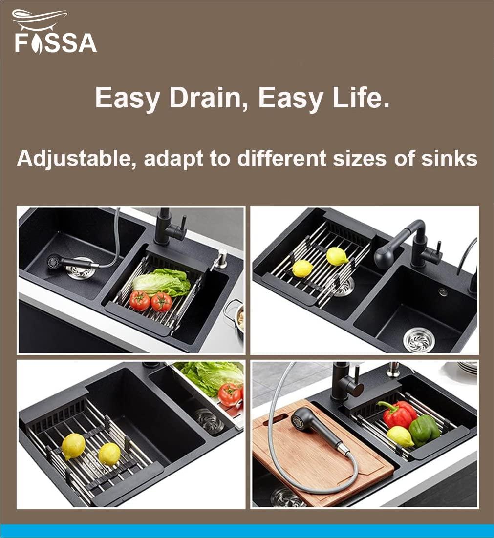 Fossa 20 inch Sink Strainer Drain Telescopic Drain Basket with Adjustable Kitchen Drain Basket